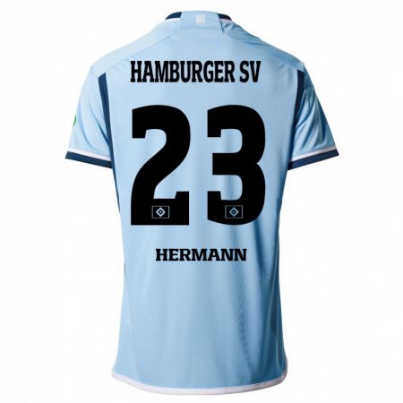 Kandiny Enfant Maillot Hannes Hermann #23 Bleu Tenues Extérieur 2023/24 T-Shirt