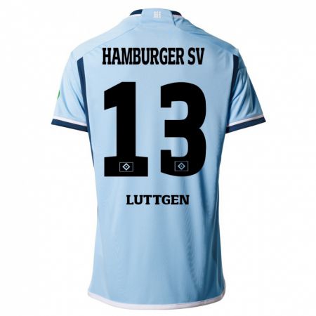 Kandiny Enfant Maillot Lasse Lüttgen #13 Bleu Tenues Extérieur 2023/24 T-Shirt
