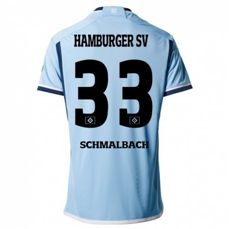 Kandiny Enfant Maillot Sebastian Schmalbach #33 Bleu Tenues Extérieur 2023/24 T-Shirt