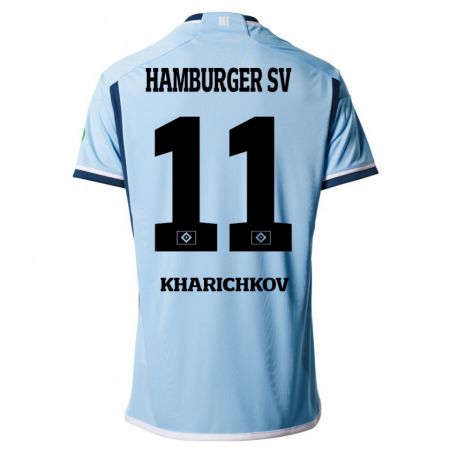 Kandiny Enfant Maillot Valentyn Kharichkov #11 Bleu Tenues Extérieur 2023/24 T-Shirt