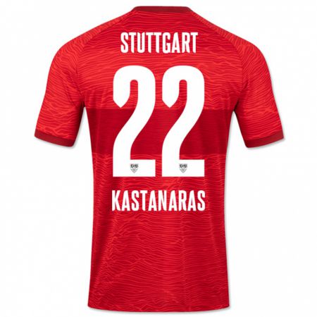 Kandiny Enfant Maillot Thomas Kastanaras #22 Rouge Tenues Extérieur 2023/24 T-Shirt