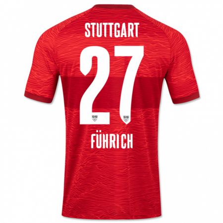 Kandiny Enfant Maillot Chris Führich #27 Rouge Tenues Extérieur 2023/24 T-Shirt