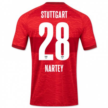 Kandiny Enfant Maillot Nikolas Nartey #28 Rouge Tenues Extérieur 2023/24 T-Shirt
