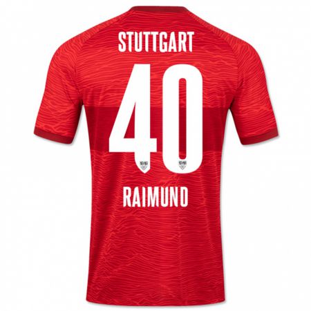 Kandiny Enfant Maillot Luca Raimund #40 Rouge Tenues Extérieur 2023/24 T-Shirt