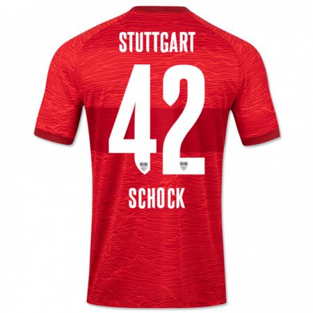 Kandiny Enfant Maillot Florian Schock #42 Rouge Tenues Extérieur 2023/24 T-Shirt