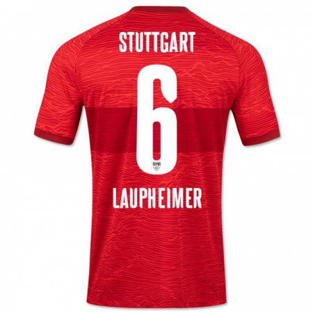 Kandiny Enfant Maillot Lukas Laupheimer #6 Rouge Tenues Extérieur 2023/24 T-Shirt