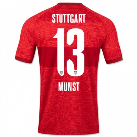 Kandiny Enfant Maillot Leonhard Münst #13 Rouge Tenues Extérieur 2023/24 T-Shirt