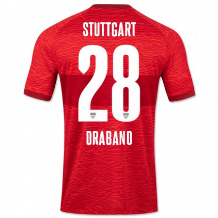 Kandiny Enfant Maillot Dominik Draband #28 Rouge Tenues Extérieur 2023/24 T-Shirt