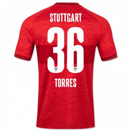 Kandiny Enfant Maillot Yohann Torres #36 Rouge Tenues Extérieur 2023/24 T-Shirt
