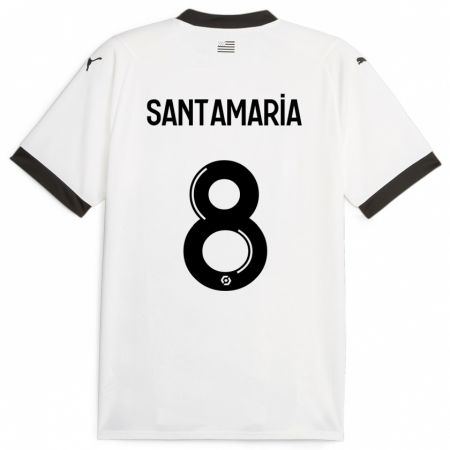 Kandiny Enfant Maillot Baptiste Santamaria #8 Blanc Tenues Extérieur 2023/24 T-Shirt