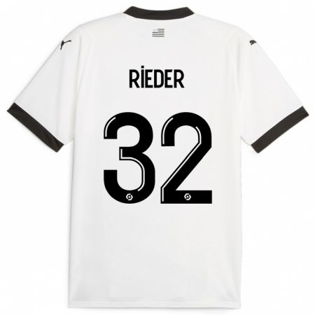 Kandiny Enfant Maillot Fabian Rieder #32 Blanc Tenues Extérieur 2023/24 T-Shirt
