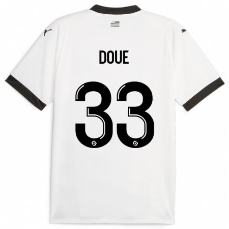 Kandiny Enfant Maillot Désiré Doué #33 Blanc Tenues Extérieur 2023/24 T-Shirt