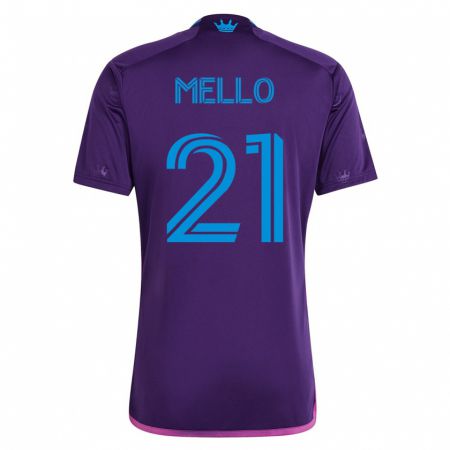 Kandiny Enfant Maillot Vinicius Mello #21 Violet Tenues Extérieur 2023/24 T-Shirt