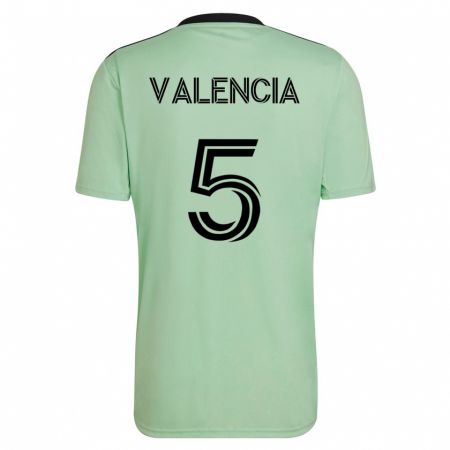Kandiny Enfant Maillot Jhojan Valencia #5 Vert Clair Tenues Extérieur 2023/24 T-Shirt