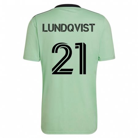 Kandiny Enfant Maillot Adam Lundqvist #21 Vert Clair Tenues Extérieur 2023/24 T-Shirt