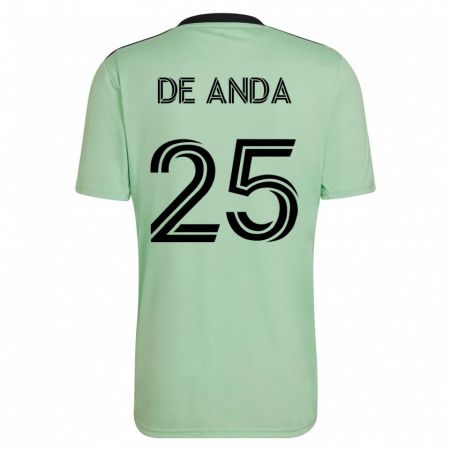 Kandiny Enfant Maillot Anthony De Anda #25 Vert Clair Tenues Extérieur 2023/24 T-Shirt