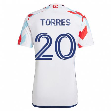Kandiny Enfant Maillot Jairo Torres #20 Blanc Bleu Tenues Extérieur 2023/24 T-Shirt