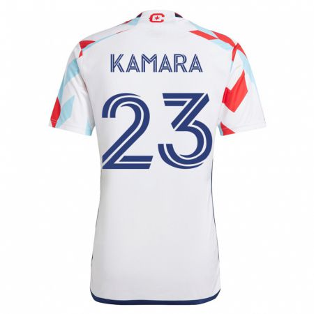 Kandiny Enfant Maillot Kei Kamara #23 Blanc Bleu Tenues Extérieur 2023/24 T-Shirt