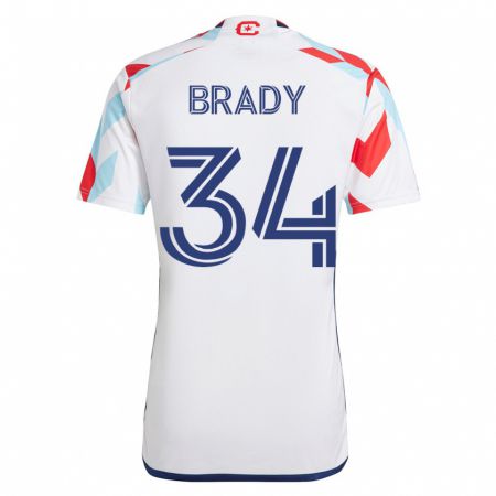 Kandiny Enfant Maillot Chris Brady #34 Blanc Bleu Tenues Extérieur 2023/24 T-Shirt