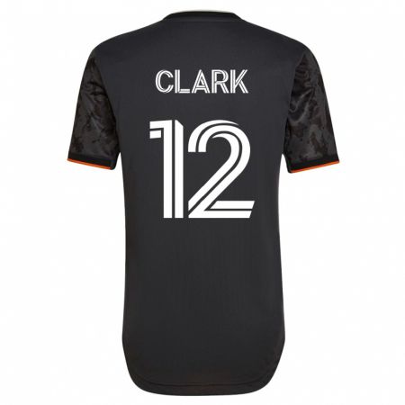 Kandiny Enfant Maillot Steve Clark #12 Noir Tenues Extérieur 2023/24 T-Shirt