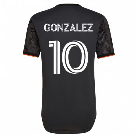 Kandiny Enfant Maillot Yair González #10 Noir Tenues Extérieur 2023/24 T-Shirt