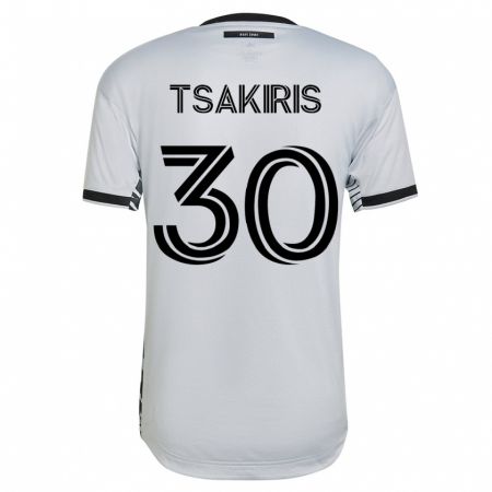 Kandiny Enfant Maillot Niko Tsakiris #30 Blanc Tenues Extérieur 2023/24 T-Shirt
