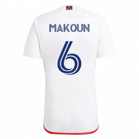 Kandiny Enfant Maillot Christian Makoun #6 Blanc Rouge Tenues Extérieur 2023/24 T-Shirt