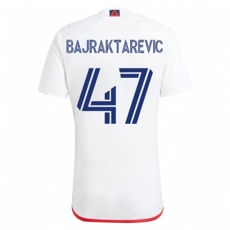 Kandiny Enfant Maillot Esmir Bajraktarevic #47 Blanc Rouge Tenues Extérieur 2023/24 T-Shirt