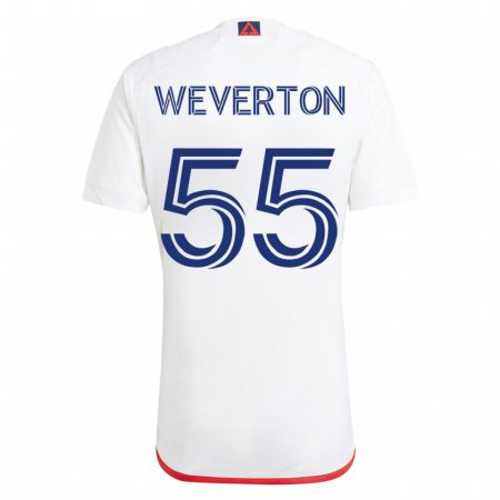 Kandiny Enfant Maillot Weverton #55 Blanc Rouge Tenues Extérieur 2023/24 T-Shirt
