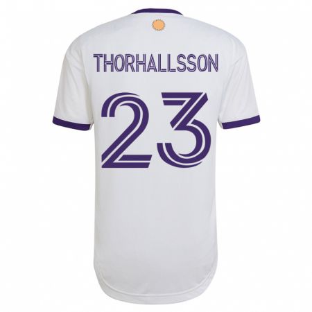 Kandiny Enfant Maillot Dagur Dan Thórhallsson #23 Blanc Tenues Extérieur 2023/24 T-Shirt