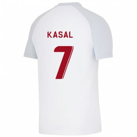 Kandiny Enfant Maillot Yasin Kasal #7 Blanc Tenues Extérieur 2023/24 T-Shirt