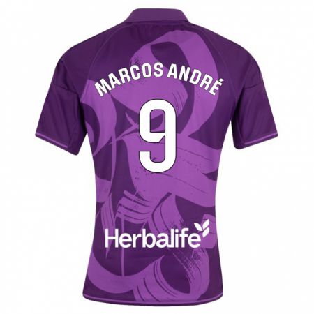 Kandiny Enfant Maillot Marcos André #9 Violet Tenues Extérieur 2023/24 T-Shirt