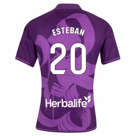 Kandiny Enfant Maillot Sergio Esteban #20 Violet Tenues Extérieur 2023/24 T-Shirt