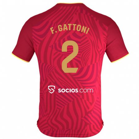 Kandiny Enfant Maillot Federico Gattoni #2 Rouge Tenues Extérieur 2023/24 T-Shirt