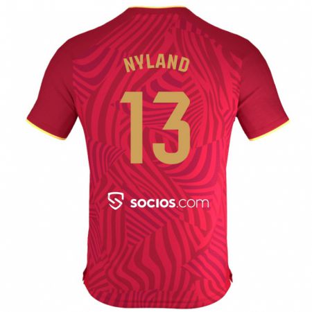 Kandiny Enfant Maillot Ørjan Nyland #13 Rouge Tenues Extérieur 2023/24 T-Shirt