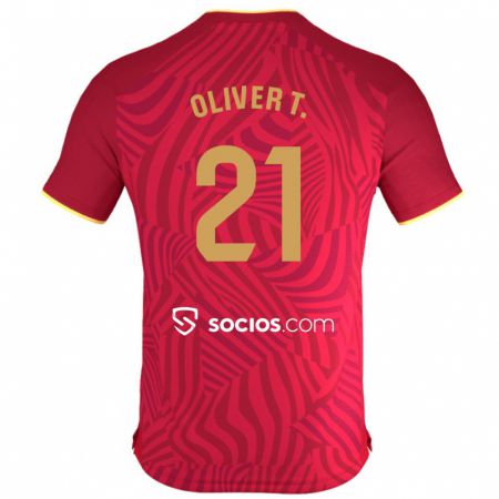 Kandiny Enfant Maillot Óliver Torres #21 Rouge Tenues Extérieur 2023/24 T-Shirt