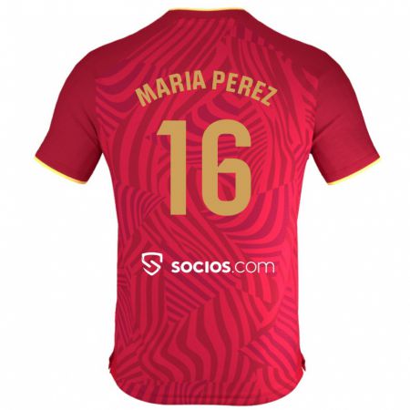Kandiny Enfant Maillot María Pérez Rabaza #16 Rouge Tenues Extérieur 2023/24 T-Shirt