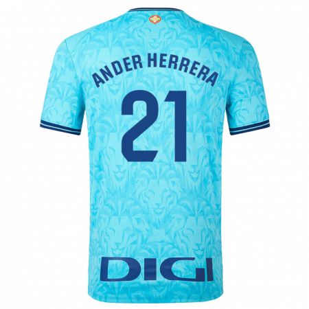 Kandiny Enfant Maillot Ander Herrera #21 Bleu Ciel Tenues Extérieur 2023/24 T-Shirt