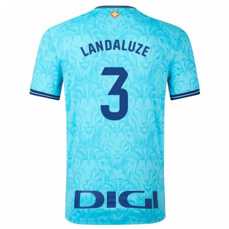 Kandiny Enfant Maillot Naia Landaluze Marquínez #3 Bleu Ciel Tenues Extérieur 2023/24 T-Shirt