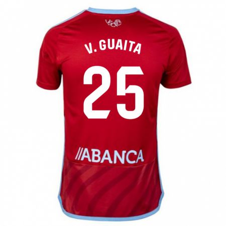 Kandiny Enfant Maillot Vicente Guaita #25 Rouge Tenues Extérieur 2023/24 T-Shirt