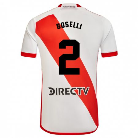 Kandiny Homme Maillot Sebastián Boselli #2 Blanc Rouge Tenues Domicile 2023/24 T-Shirt