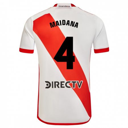Kandiny Homme Maillot Jonatan Maidana #4 Blanc Rouge Tenues Domicile 2023/24 T-Shirt