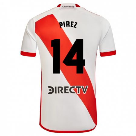 Kandiny Homme Maillot Leandro González Pírez #14 Blanc Rouge Tenues Domicile 2023/24 T-Shirt