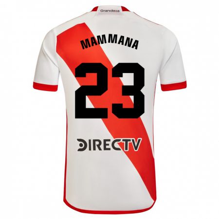 Kandiny Homme Maillot Emanuel Mammana #23 Blanc Rouge Tenues Domicile 2023/24 T-Shirt