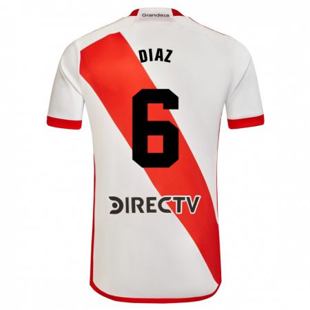 Kandiny Homme Maillot Milagros Díaz #6 Blanc Rouge Tenues Domicile 2023/24 T-Shirt