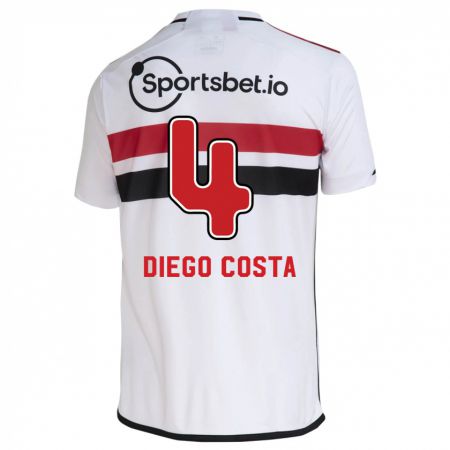 Kandiny Homme Maillot Diego Costa #4 Blanc Tenues Domicile 2023/24 T-Shirt