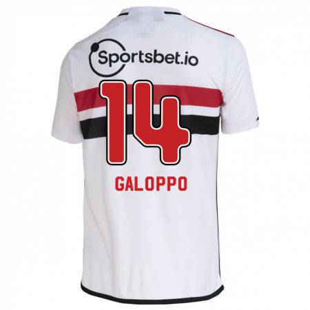 Kandiny Homme Maillot Giuliano Galoppo #14 Blanc Tenues Domicile 2023/24 T-Shirt