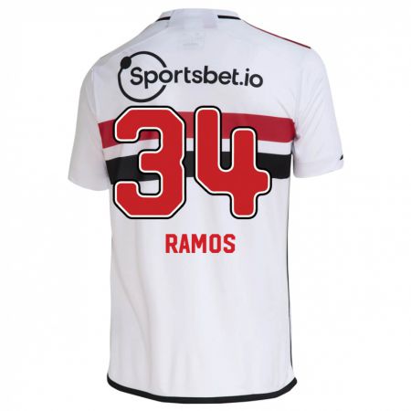 Kandiny Homme Maillot Raí Ramos #34 Blanc Tenues Domicile 2023/24 T-Shirt