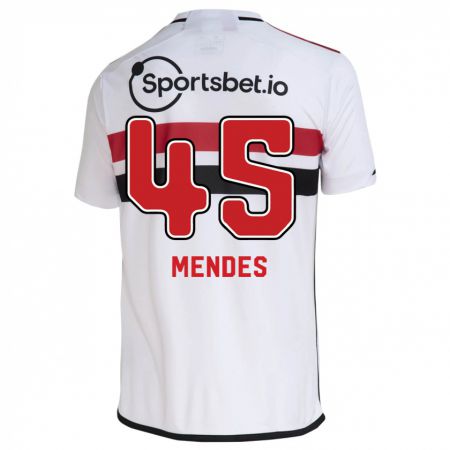 Kandiny Homme Maillot Nathan Mendes #45 Blanc Tenues Domicile 2023/24 T-Shirt