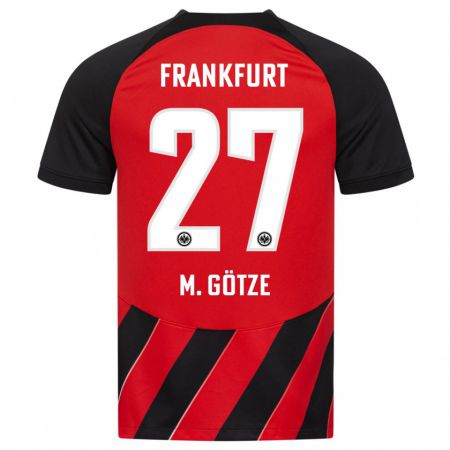 Kandiny Homme Maillot Mario Götze #27 Rouge Noir Tenues Domicile 2023/24 T-Shirt